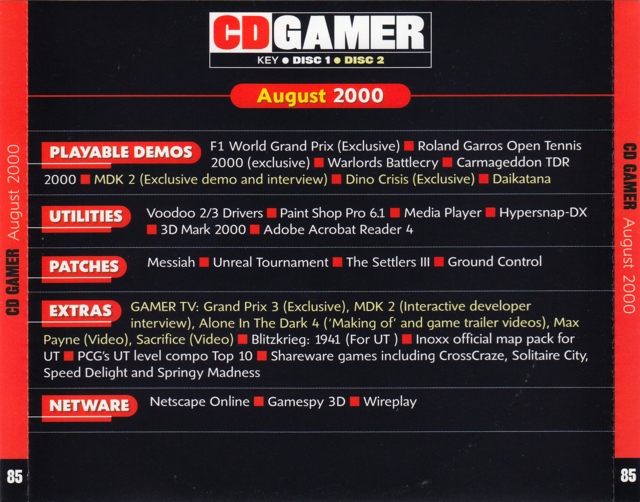 Back insert (identical for both discs)