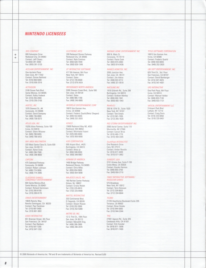 Back of Nintendo Software Index Back of Nintendo Software Index