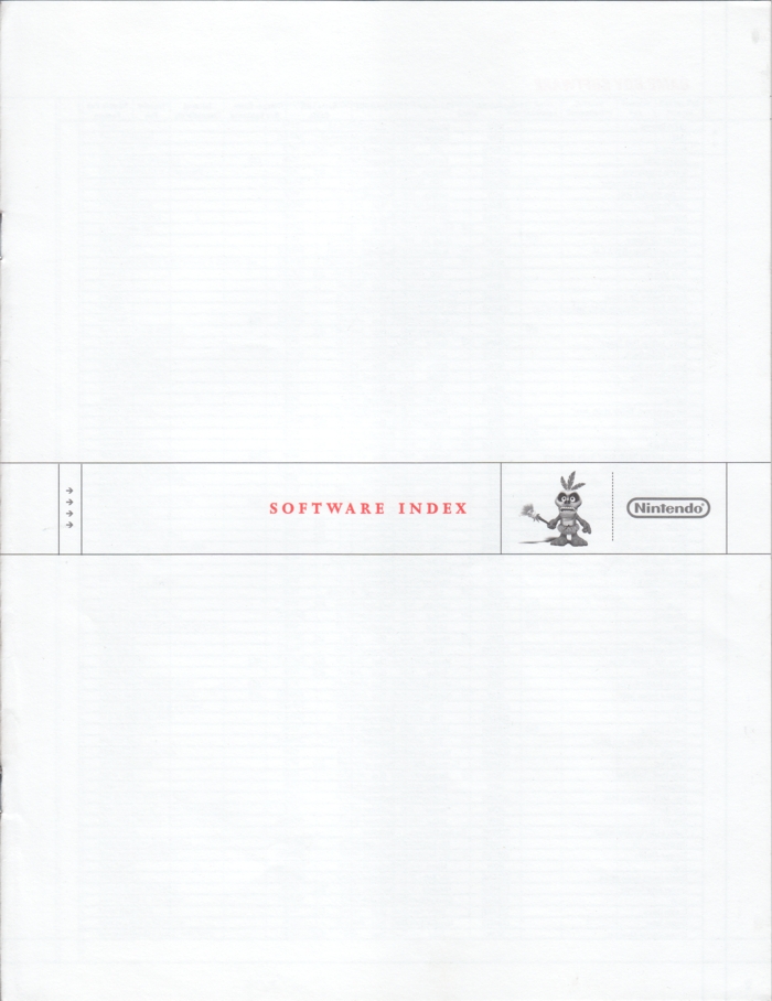 Front of Nintendo Software Index Front of Nintendo Software Index
