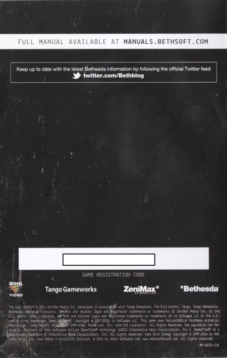 Back of manual (censored disc key)