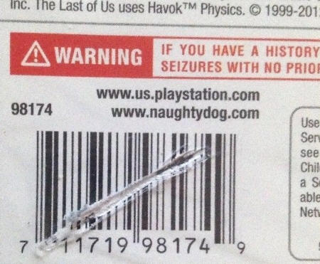 Close-up of slashed barcode