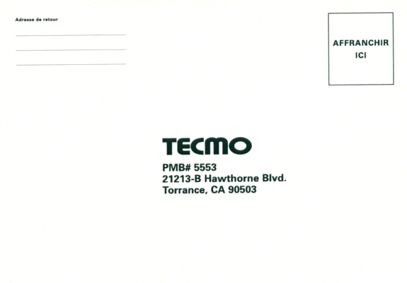 Front of French survey card