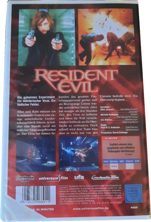 Back of VHS with cut cover inlay