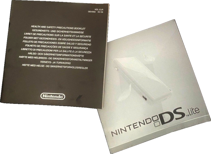 Precautions booklet and Nintendo DS Lite catalog