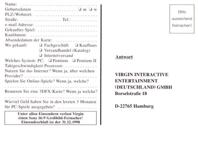Front of registration card