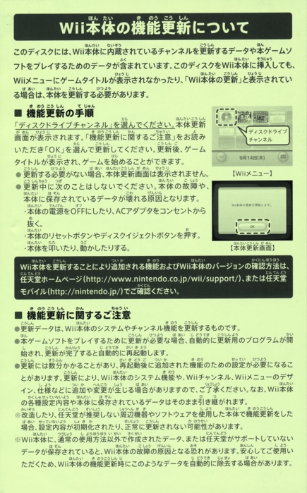 Back of Wii instructions sheet