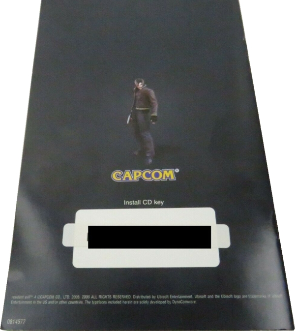 Back of manual (censored disc key)