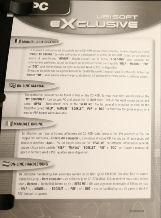 Front of instructions