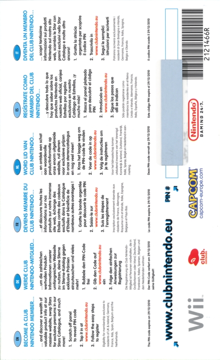 Back of Club Nintendo card