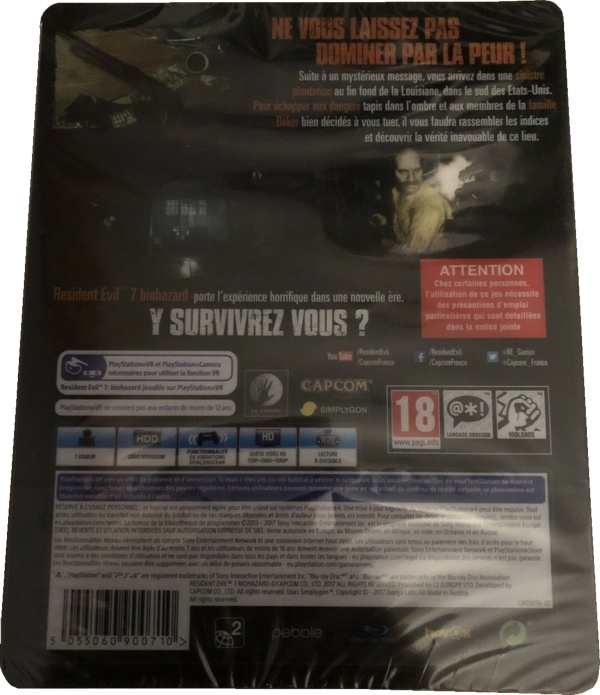Back of steelbook inside plastic slipcover