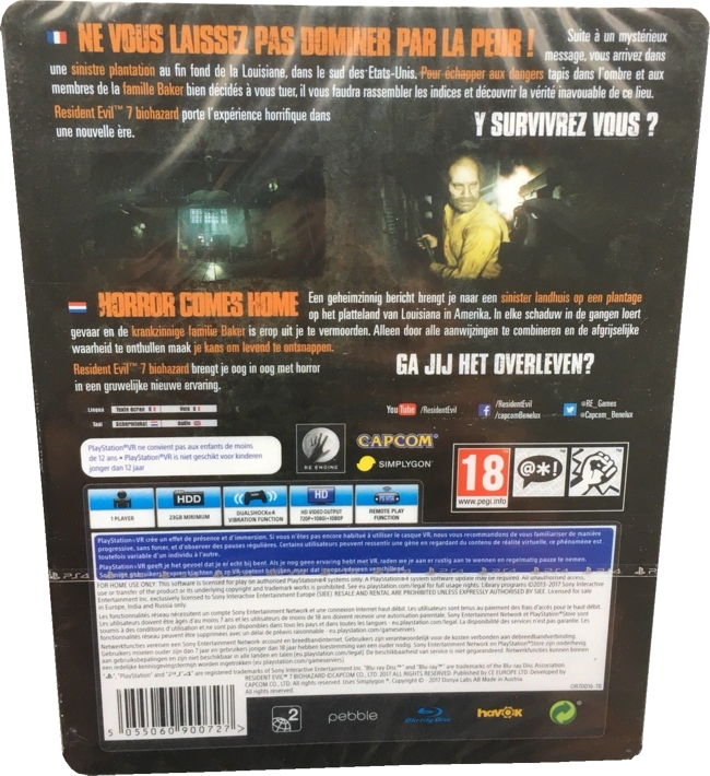 Back of steelbook inside plastic slipcover