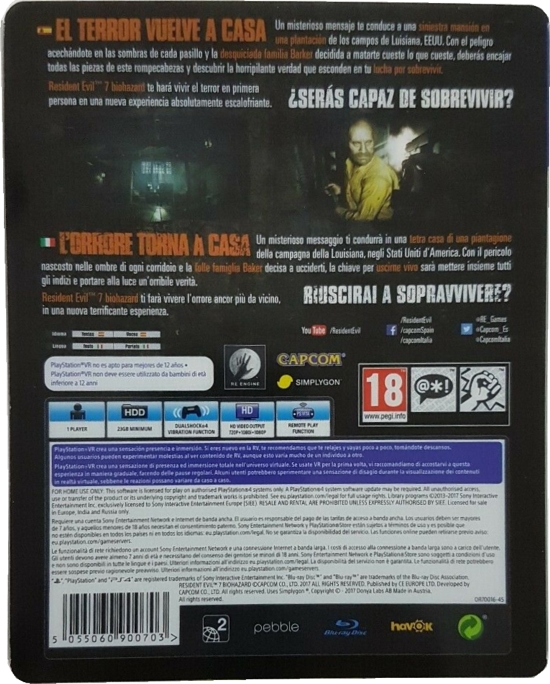 Back of steelbook inside plastic slipcover