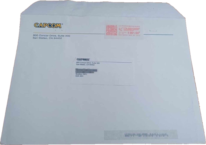 Front of replacement insert envelope (sent to Canada)