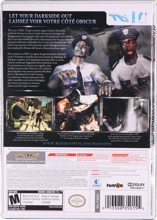 Back of sealed case with back of French manual