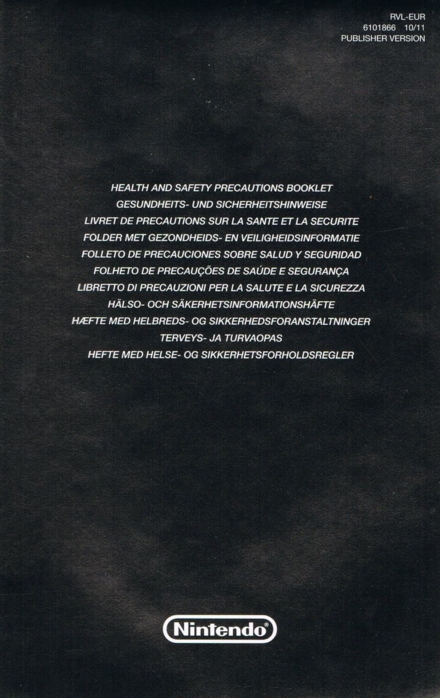 Front of precautions booklet