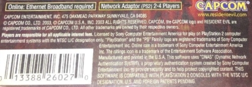 Capcom Entertainment address on the back