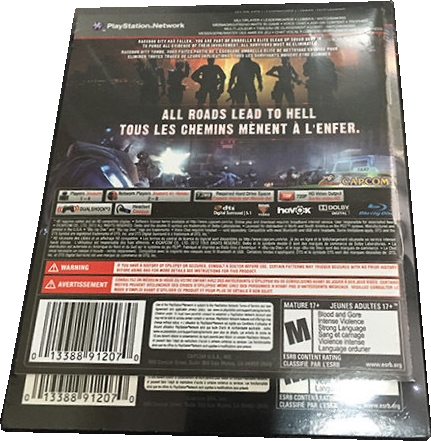 Back of shrink-wrapped slipcover with French manual