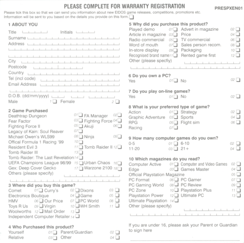 Back of registration card