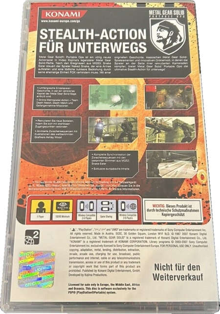 Metal Gear Solid Portable Ops back