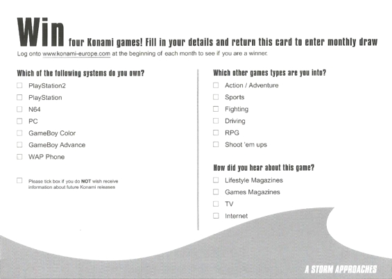 Front of registration card