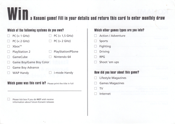 Back of registration card