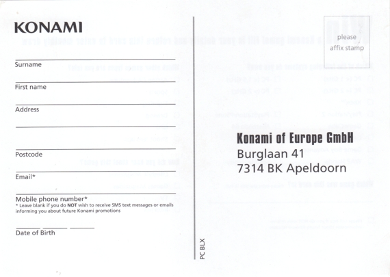 Front of registration card