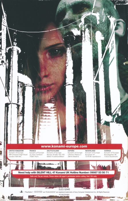 Back of Silent Hill 4 The Room manual
