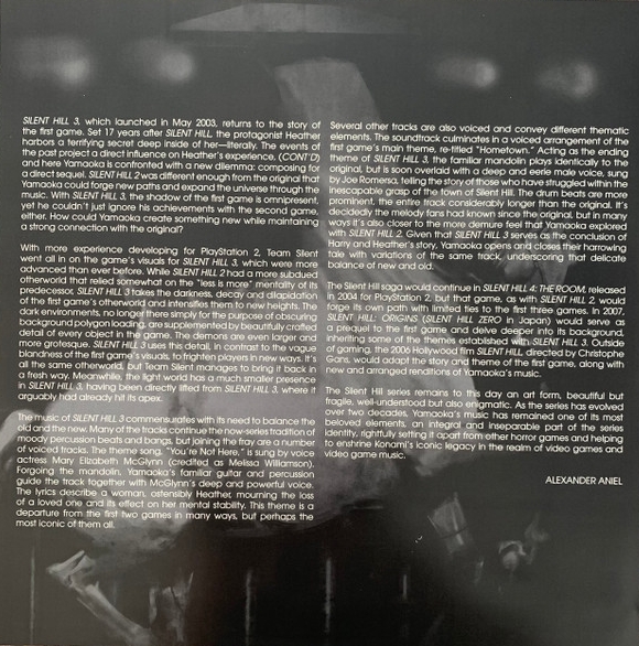 Back of liner notes sheet